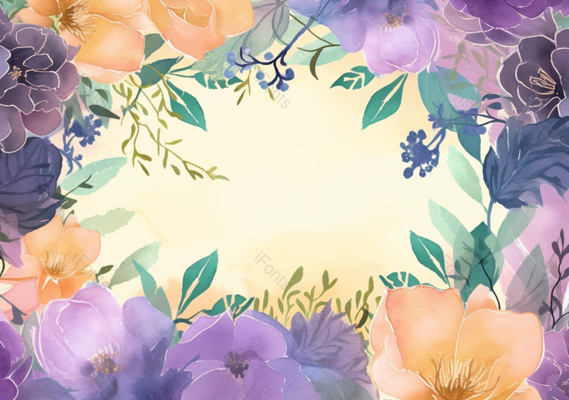 浪漫水彩花卉植物边框背景,插画/手绘图,插画/手绘图库,插画/手绘图下载,插画/手绘